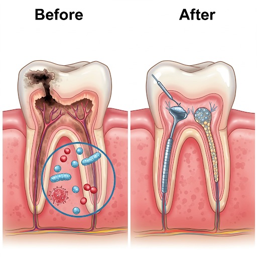 before and after a root canal in Virginia Beach VA